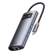 Hub 4in1 Baseus Metal Gleam Series WKWG070113, USB-C la 3x USB 3.0 + Ethernet RJ45