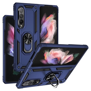 Samsung Galaxy Z Fold3 5G Husă Hibrid cu Suport de Metal - Albastru