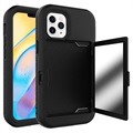 Husă Hibrid iPhone 12/12 Pro - Oglindă Ascunsă și Slot Card - Negru