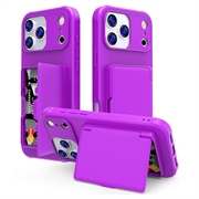 Husă Hibrid iPhone 17 Pro Max - cu Oglindă Ascunsă și Slot Card - Violet