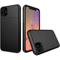 Husă Hibridă iPhone 11 cu Slot Glisant pentru Card - Neagră