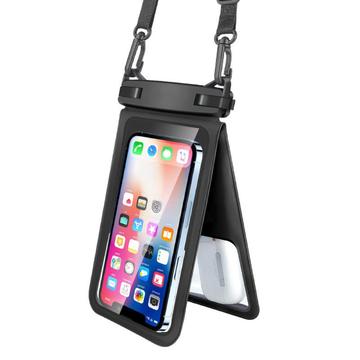 IPX8 Impermeabil IPX8 PVC Phone Pouch pentru sub 9.5-inch cu două straturi de telefon mobil sigilat sac uscat cu curea - negru