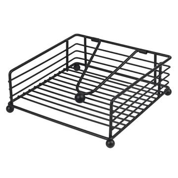 Suport de șervețele din fier cu presă de hârtie - negru