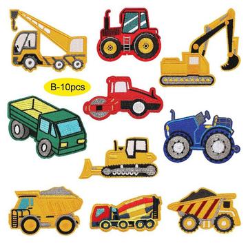 Iron-on patch-uri cu vehicule pentru haine - 10 buc. - Mașini de construcții
