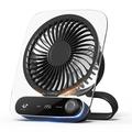 JF136 Ventilator portabil de birou și suspendat cu unghi larg și 199 de trepte de viteză - negru