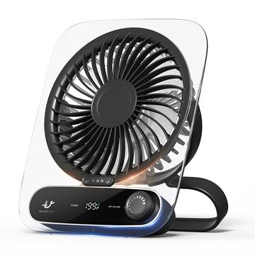 JF136 Ventilator portabil de birou și suspendat cu unghi larg și 199 de trepte de viteză - negru
