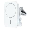 JJT-987 Încărcător wireless magnetic de 15W cu suport pentru mașină și clemă pentru gura de aerisire - Compatibil cu MagSafe - Alb