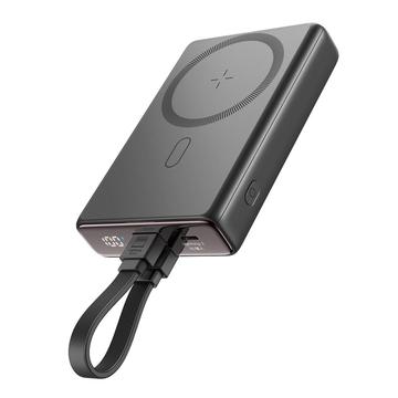 JOYROOM JR-PBM01 PD 20W 10000mAh încărcător wireless magnetic pentru telefoane cu cablu încorporat / Kickstand - negru