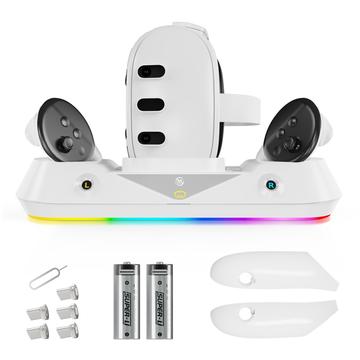 JYS MQ001 pentru Oculus / Meta Quest 3 Magnetic Charging Dock RGB Light VR Headset Display Stand VR Accesorii VR (Ambalaj Deschis - Vrac Acceptabil)