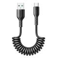 Joyroom 3A Easy-Travel Cablu de încărcare rapidă USB-A la USB-C cu spirală - 1.5m - Negru