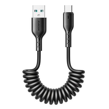 Joyroom 3A Easy-Travel Cablu de încărcare rapidă USB-A la USB-C cu spirală - 1.5m - Negru