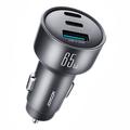 Joyroom JR-CCN19 Încărcător auto de 65W cu 3 porturi PD și QC - 2x USB-C, USB-A - Gri