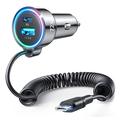 Joyroom JR-CL07 Încărcător auto rapid cu fir 3 în 1 72W - USB-C, USB-A - Negru