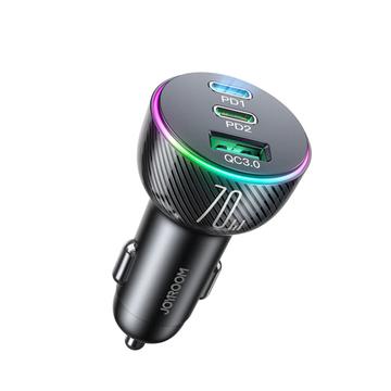 Joyroom JR-CL26 Încărcător auto 70W cu 3 porturi - 2x USB-C, USB-A - Negru