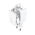Joyroom JR-TCL05 Încărcător de perete GaN 45W cu două porturi USB-C și organizator de cabluri - alb