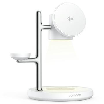 Joyroom JR-W23 Qi2 4-in-1 încărcător magnetic fără fir 15W cu lumină de noapte - alb