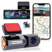 K19 Cameră video duală pentru bord 4K Ultra HD cu GPS și WiFi - Negru
