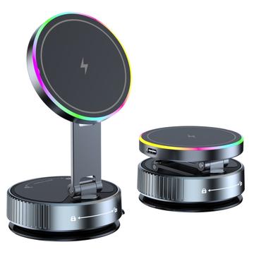 K3 Suport magnetic rotativ pentru mașină/încărcător fără fir cu lumină colorată