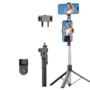Trepied K50 cu telecomandă și clips dual pentru telefon cu Bluetooth - negru