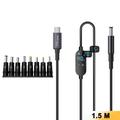 K595-8 Cablu de alimentare USB-C/DC 140W – 8 adaptoare, afișaj digital – 1.5m – negru