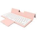Tastatură wireless pliabilă KF 8700 cu touchpad și husă din poliuretan - roz