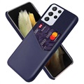 Husă Cu Slot De Card Samsung Galaxy S21 Ultra 5G - KSQ - Albastru