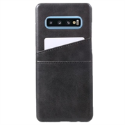 Husă din Plastic Acoperită cu KSQ pentru Samsung Galaxy S10 cu Buzunare pentru Card - Neagră