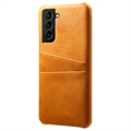 Husă din Plastic Acoperită cu KSQ pentru Samsung Galaxy S22 5G cu Buzunare pentru Card - Portocaliu