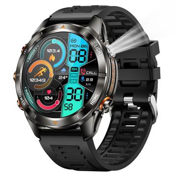 Ceas inteligent sport KT80 - rezistent la apă 3ATM, apelare Bluetooth, ecran tactil HD de 1.46", lanternă integrată