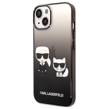 Husă iPhone 14 - Karl Lagerfeld Gradient Karl & Choupette - Negru