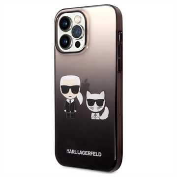 Husă iPhone 14 Pro Max - Karl Lagerfeld Gradient Karl & Choupette - Negru