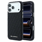 Husă MagSafe alungită iPhone 18 Pro Max Karl Lagerfeld Grained Allover Logo Metal - Negru