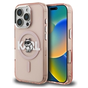 Husă MagSafe iPhone 16 Pro Karl Lagerfeld IML Choupette Sketch Logo - roz