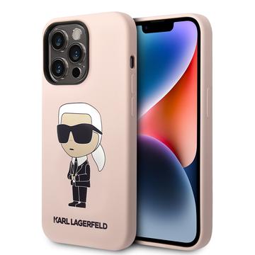 Husă Silicon iPhone 15 Pro Max - Karl Lagerfeld Ikonik - Roz