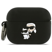 Husa din silicon AirPods Pro 3 Karl Lagerfeld Karl & Choupette 3D - Negru