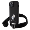 Husă iPhone 15 Plus - Karl Lagerfeld Saffiano Crossbody Metal Karl & Choupette - Negru