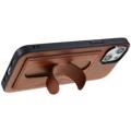 Husă Acoperită iPhone 14 Plus cu Slot Card și Suport - Maro