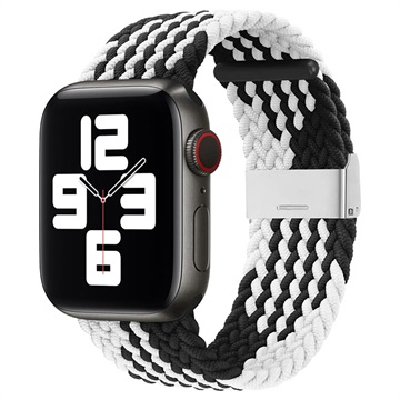 Curea Tricotată Apple Watch Series Ultra 2/Ultra/10/9/8/SE (2022)/7/SE/6/5/4/3/2/1 - 49mm/46mm/45mm/44mm/42mm - Negru / Alb
