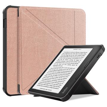 Husă Folio Kobo Libra 2 - Origami Stand - Auriu Roze