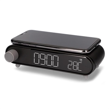Ceas Cu Alarmă Cu Încărcător Wireless Rapid Ksix Retro - 10W - Negru