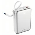 LDNIO PQ51 Baterie externă magnetică de 20000mAh, 45W - Cablu USB-C încorporat, încărcare wireless de 15W - Alb