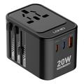 Adaptor de călătorie Ldnio Z9 20W - 2x USB-C PD, USB-A QC3.0 - Negru