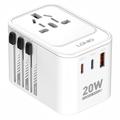 Adaptor de călătorie Ldnio Z9 20W - 2x USB-C PD, USB-A QC3.0 - Alb