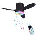 LEC016R RGB lampă pentru ventilator de tavan cu difuzor Bluetooth - negru