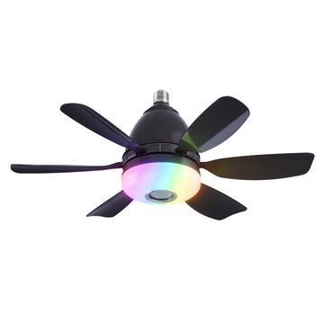 LEC017R Ventilator de tavan cu 3 viteze RGB, reglabil, cu difuzor Bluetooth - negru