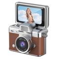 LK-027 Mini cameră retro cu degetul mare - ecran flip de 1.47", video HD 720p - maro