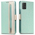 Husă Portofel Samsung Galaxy A52 5G, Galaxy A52s Lace Pattern - Verde