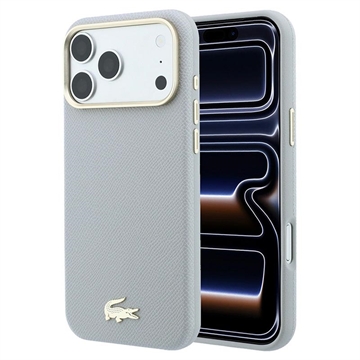 Husă iPhone 18 Pro Max Lacoste Champs Élysées - Compatibilă MagSafe - Gri Deschis