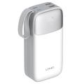 Baterie externă Ldnio PQ30 cu cabluri USB-C/Lightning - 30000mAh - Alb