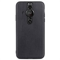 Husă TPU Acoperită cu Piele Sony Xperia Pro-I - Negru